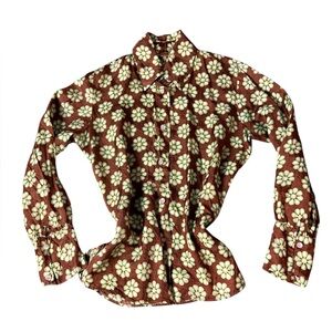 1970s vintage flower power shirt, medium